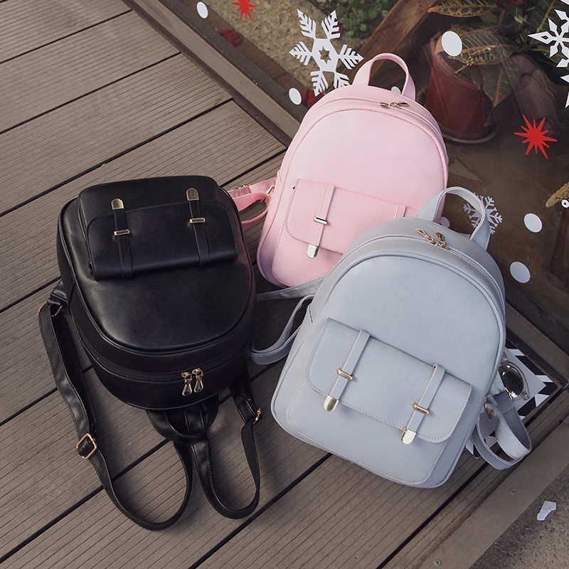 3 pièces/ensemble Mini sac à dos sac à bandoulière en cuir synthétique polyuréthane pour femmes adolescentes petit sac à dos femme dames école sac à dos