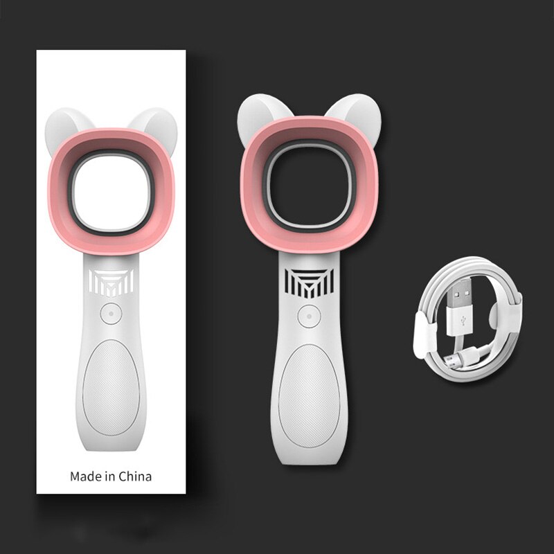 mini vifte uten blader søt katt håndholdte oppladbare usb vifter 2000 mah stum uten vinge til hjemme utendørs ventilator kjøler vifte 8h