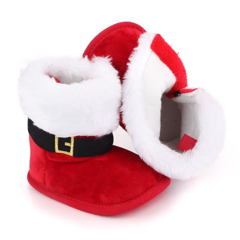 2020 do inverno Do Natal Papai Noel Botas Botas de Neve Quente Primeiro Walkers Do Bebê Infantil Crochet Malha de Lã Sapatos Para Meninos Das Meninas Presente
