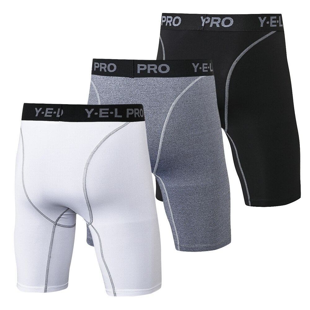 3 pakker mænd sports shorts fitness løb jogging shorts undertøj åndbar boxer trusse kompression shorts gym tøj: Xl / Flerfarvet