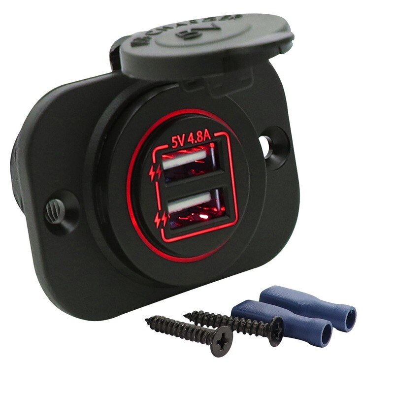12V-24V Waterproof Car Doul USB Charger Socket 5V 4.8A LED Digital Display For Marine RV Boat Motorcycle Truck power adapter