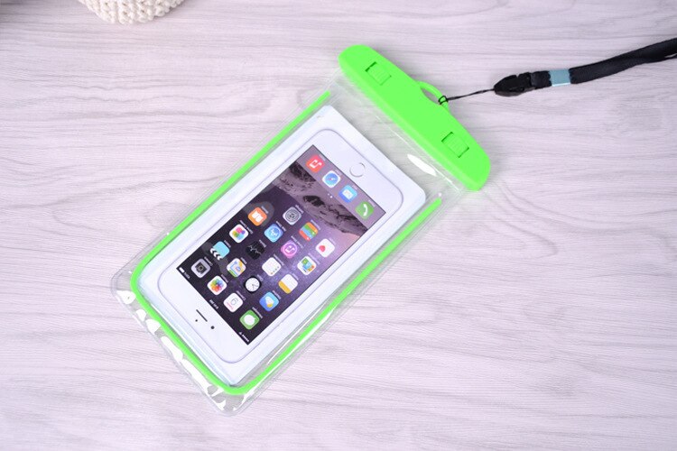 6.0 "pvc luminoso smartphones sacos para xiaomi redmi 5 plus caso à prova dwaterproof água para iphone 6s para huawei p20 p10 para samsung s8 caso: Green