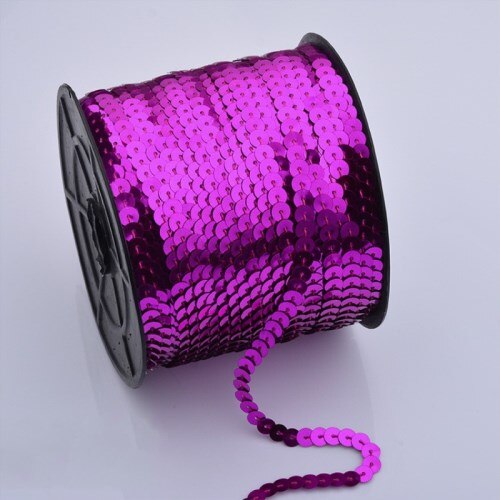 6mm lâche rond plat Sequin sur garniture couture Paillettes Paillettes ruban cordes pour vêtement accessoire bricolage artisanat Art décoration 5 yard: Rose red