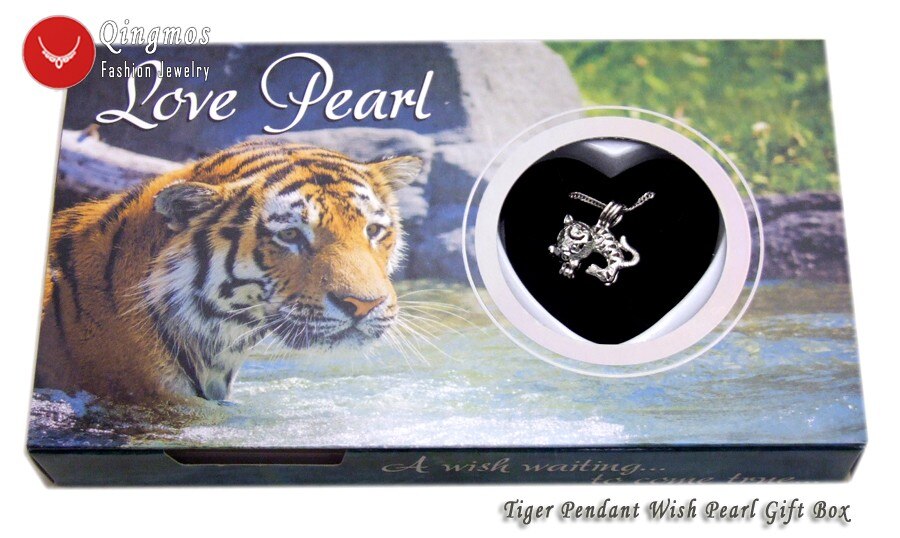 Qingmos życzenie Pearl 20*24mm wydra klatka Chokers naszyjnik dla kobiet i modny Oyster miłość perła wisiorek i naszyjnik Chain-who3658: Tiger