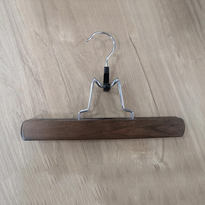 Multifunction Wooden Pants Hanger Rack Organizer Non-Slip Trouser Hangers for Skirt Wardrobes Perchas Para Pantalones Hair Clamp: Antique color / 5pcs