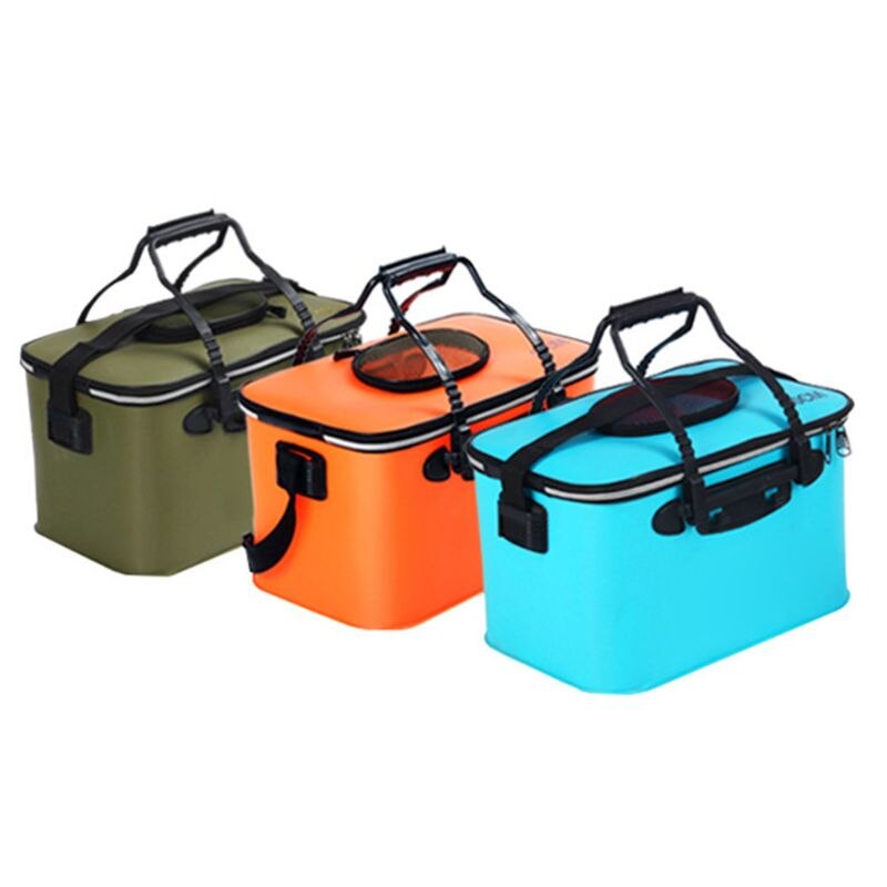 Live Fish Bucket Fishing Box EVA Outdoor Fishing Gear Large Portable with Handle Waterproof Folding Buckets W0YB
