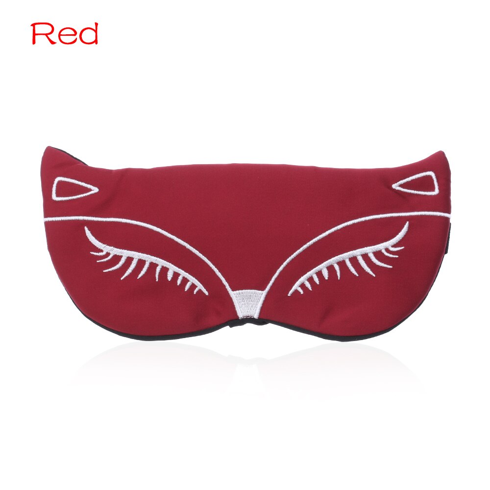 1PC Cartoon Silk Eyepatch Sleeping Mask Embroidery Eyepatch Adjustable Sleeping Aid Blindfold Travel Sleep Eye Mask: Red
