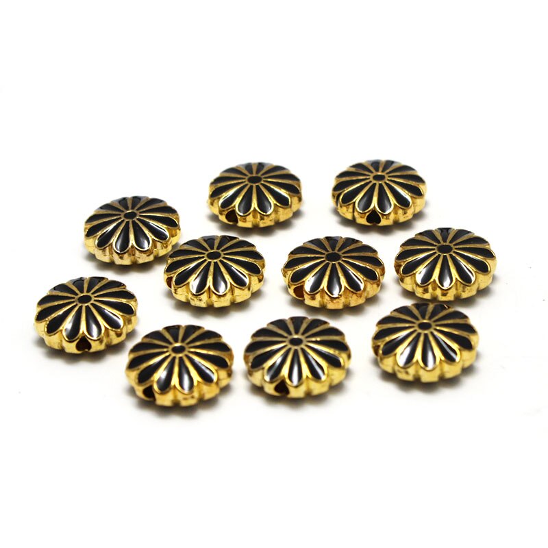 10Pcs Shiny Olie Enamel Bloem Bedels Kralen Accessoires Metalen Spacer Kralen Voor Sieraden Maken Diy Ketting Armband Craft
