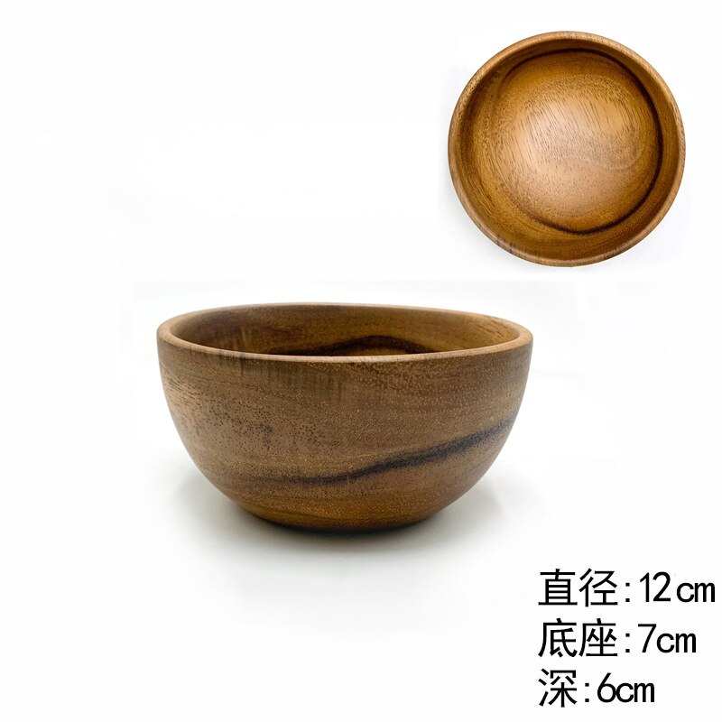 18cm akaasia puinen kulho sakeutettu riisi salaattikeitto ramen ruokakulho ravintola astiasto puinen kulho japanilainen kiinalainen korealaiseen tyyliin: 12cm