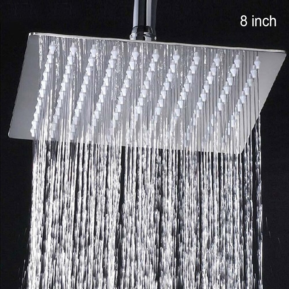 Ultra thin 1/2" Thread 8" Square Stainless Steel Chrome Rain Shower Head Bathroom Shower Accessory