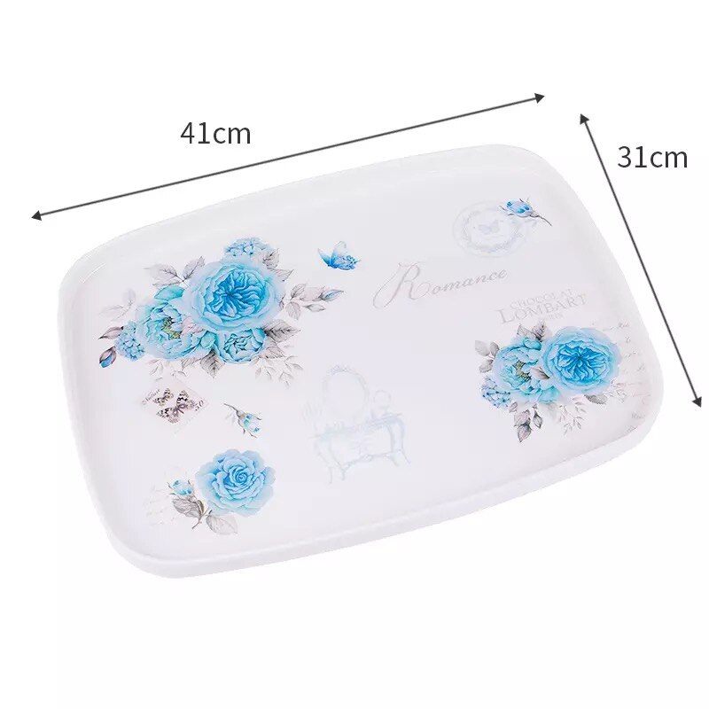 Bandeja de plástico para restaurante, bandeja para servir té/café/taza de agua, bandeja de almacenamiento de platos para casa/restaurante/Bar: Large Blue