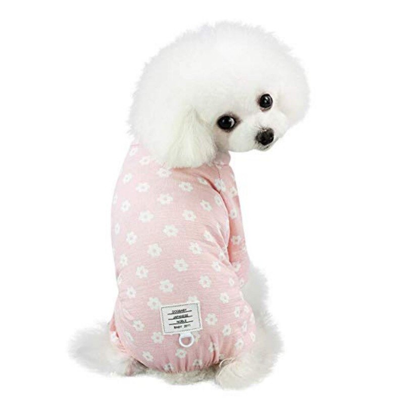 Summer Pet Dog Cotton Pajamas Overalls Daisy Print Pet Clothes Outfit For Small Dogs Soft Leisure Clothes Jumpsuit For Puppy