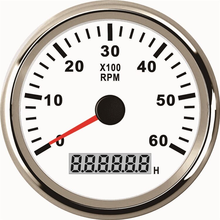 Neue Universal- 85mm Marine Außenborder Drehzahlmesser 6000 RPM Mit LED Betriebsstundenzähler Stiefel Lkw Auto RV Wasserdicht Meter: WS