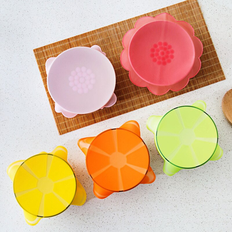 1 Lot Reusable Silicone Stretch Lids Food Fresh-keeping Kitchen Supplies Flower Shape Sealed Refrigerator Bowl Cover Household