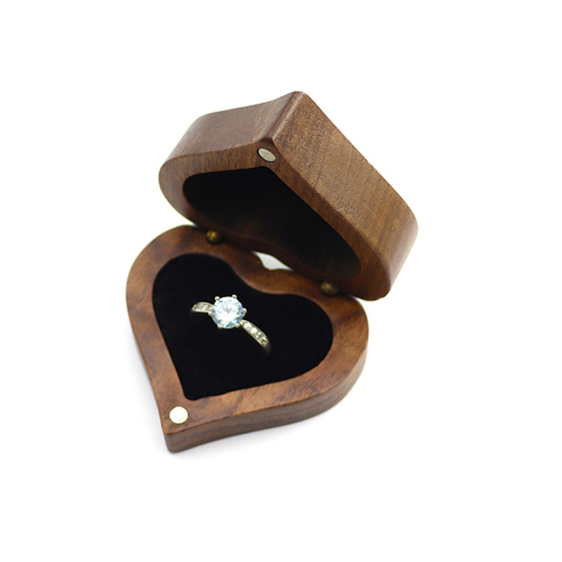 Caja de madera para anillos de compromiso, propuesta, ceremonia de boda, caja para anillos de exhibición de Joyas, caja para anillos: 6