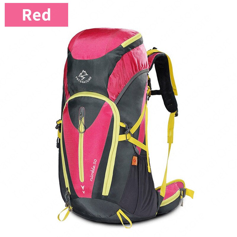50L Outdoor Hiking Backpack Camping Rucksack External Frame 20D Nylon Wear Resisting Waterproof Multi function Climbing Bag: Red