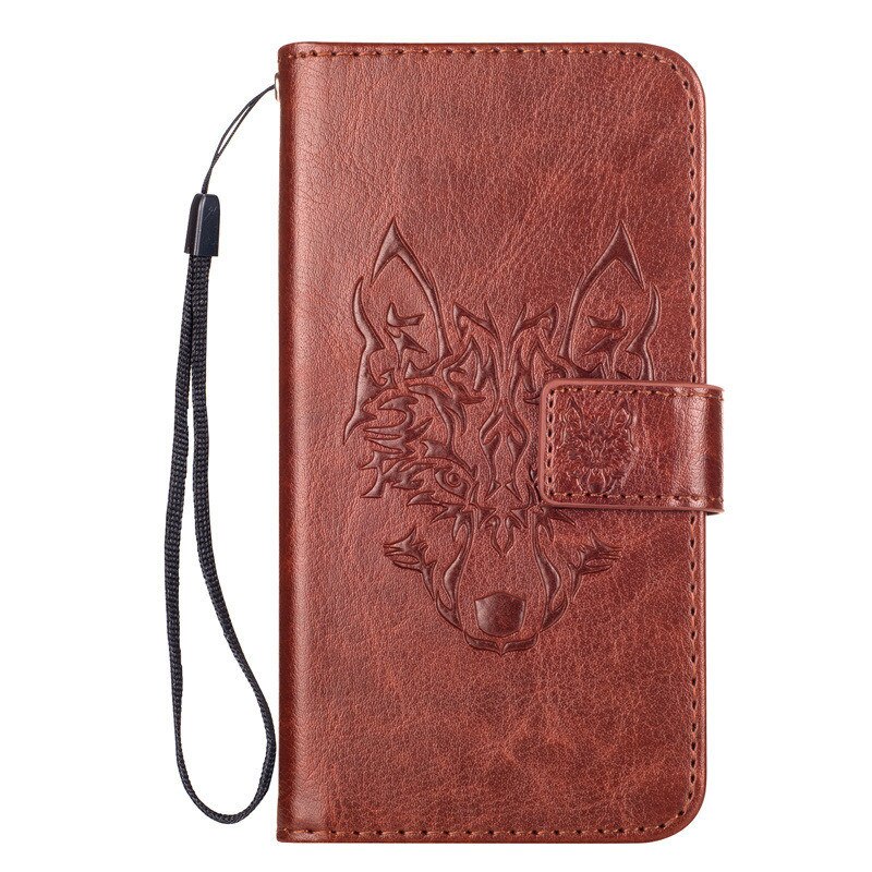 GUCOON Vintage Wallet Case voor Caterpillar Cat S61 S60 PU Leer Klassieke Boek Flip Cover Magnetische Mode Gevallen: Caterpillar Cat S61 / Wolf Brown
