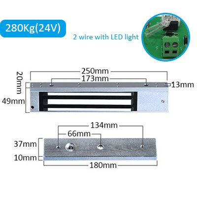 Cerradura magnética eléctrica para puerta de Control de acceso, cerrojo electromagnético de 280KG, 500 libras, 350KG, 800 libras, CC de 12V/24V: 280Kg-24V