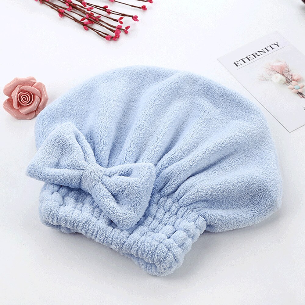 Frauen Komfort Schlecht Kappe Handtuch Turban wickeln Haar Trocknen Handtuch Hütte Kopf Abdeckung Spa Dusche Turban: Blau