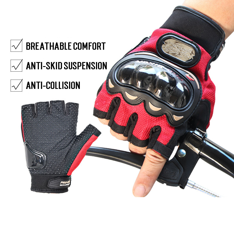 PRO-BIKER guantes de motocicleta para montar medio dedo Touring Chopper Scooter calle engranajes protectores guantes de tela de malla