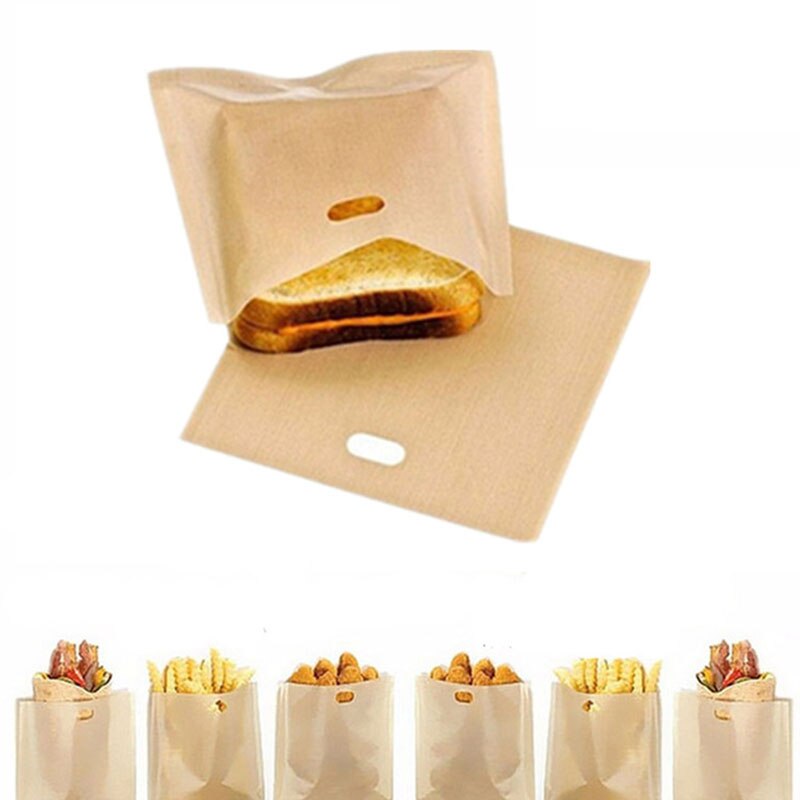 1pc genanvendelige brødristerpose non-stick brødpose sandwichposer glasfiber toast mikroovn opvarmning kageværktøj