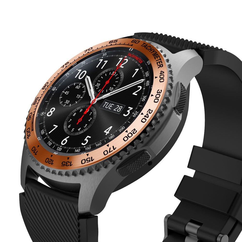 Newsteel för samsung galaxy watch 46mm för gear  s3 frontring bezel ring självhäftande anti repa metall lock smart watch tillbehör