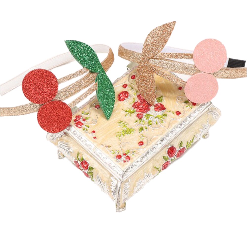 Fascia per capelli per bambini con paillettes lucide Love Cherry Heart fascia BB accessori per capelli per feste fascia per capelli per ragazza