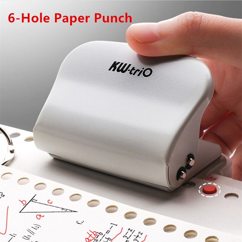 6-Hole Paper Punch Handheld Metal Hole Puncher Capacity 6mm for A4 A5 B5 for Notebook Scrapbook Diary Binding