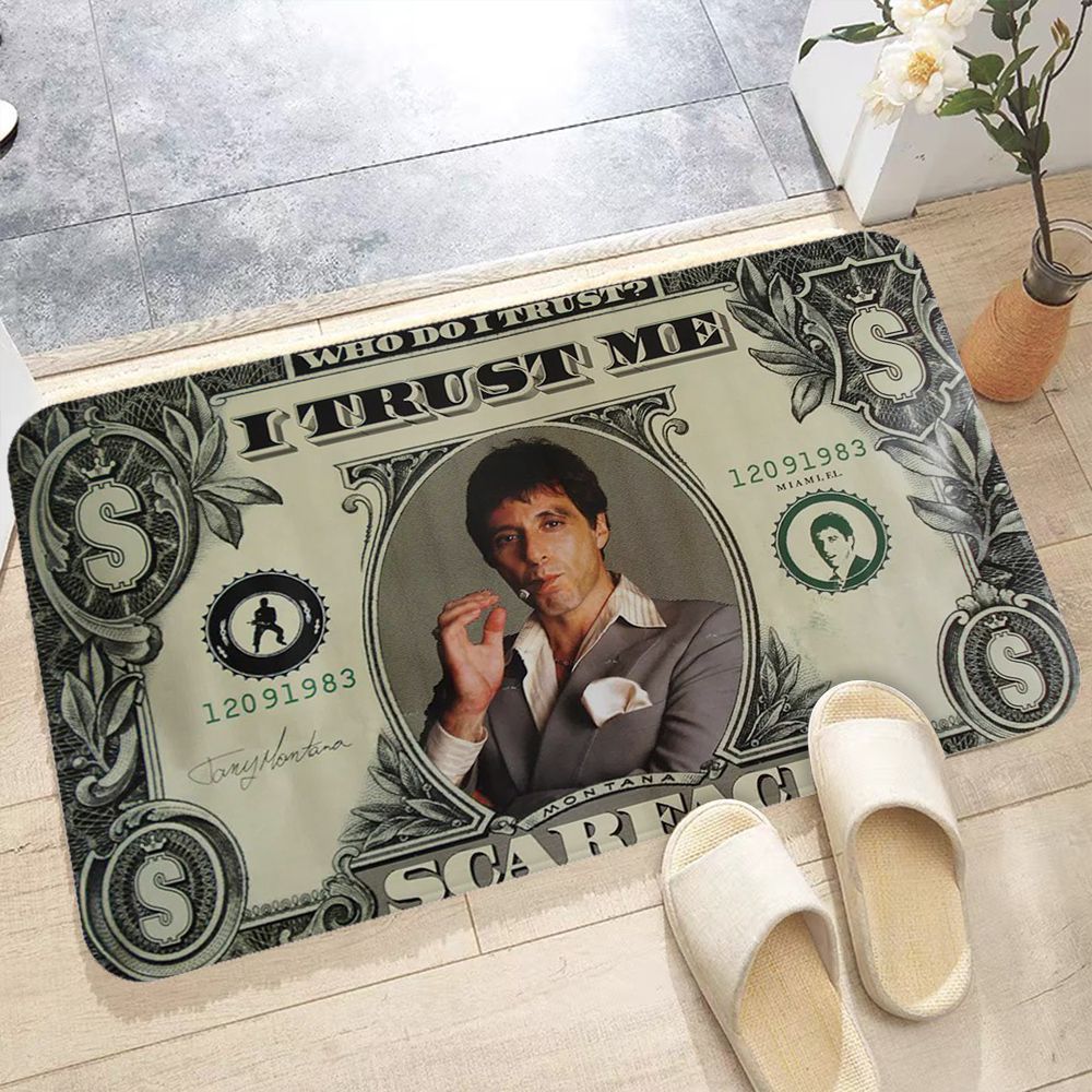 Film Scarface Vloermat Goedkoper Anti-Slip Moderne Woonkamer Balkon Bedrukt Modern Interieur Flanellen Mat: 800mm x 800mm / Zilver