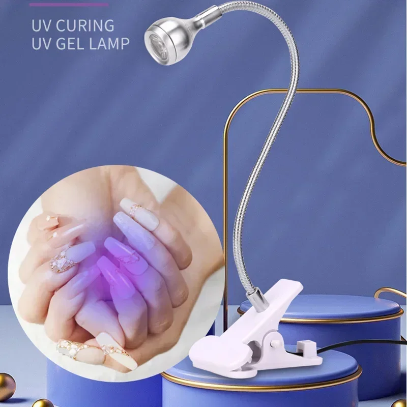 Luces Led ultravioleta con Clip, tubo de Metal Flexible, lámpara UV USB, Mini luz de curado de Gel UV, lámpara de escritorio, secador de uñas para arte de uñas DIY