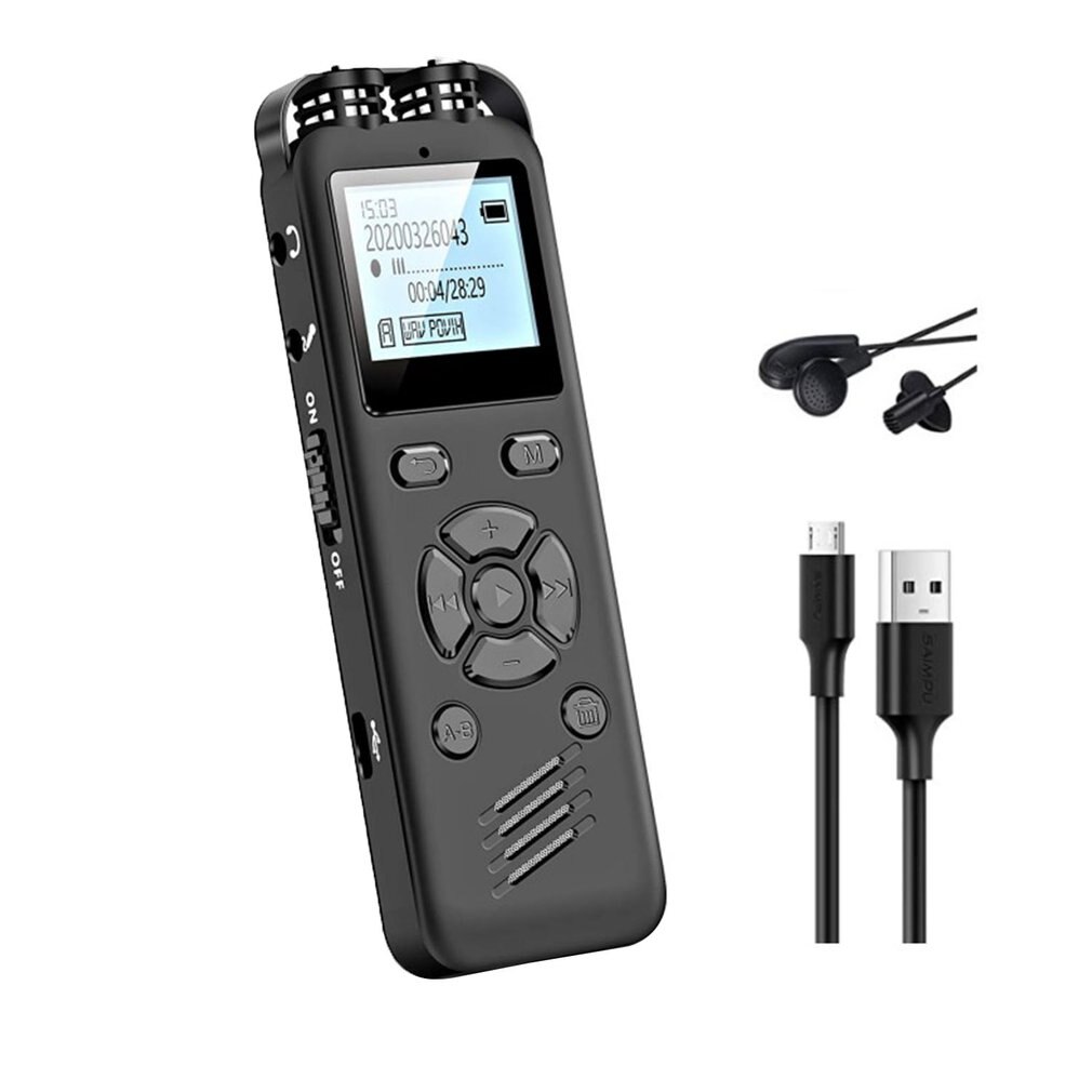 Digitale Voice Recorder 16Gb Professionele Dictafoon Voice Recorder Met MP3 Speler Voice Activated Recorder Stereo Voice