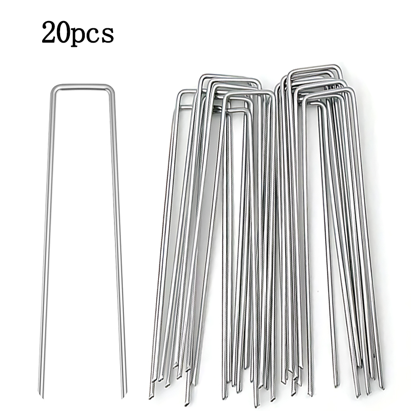 20/40 Uds estacas de jardín de acero inoxidable Metal plata clavos doblados herramientas de fijación de jardinería estacas de película enrejado clavos: Marrón