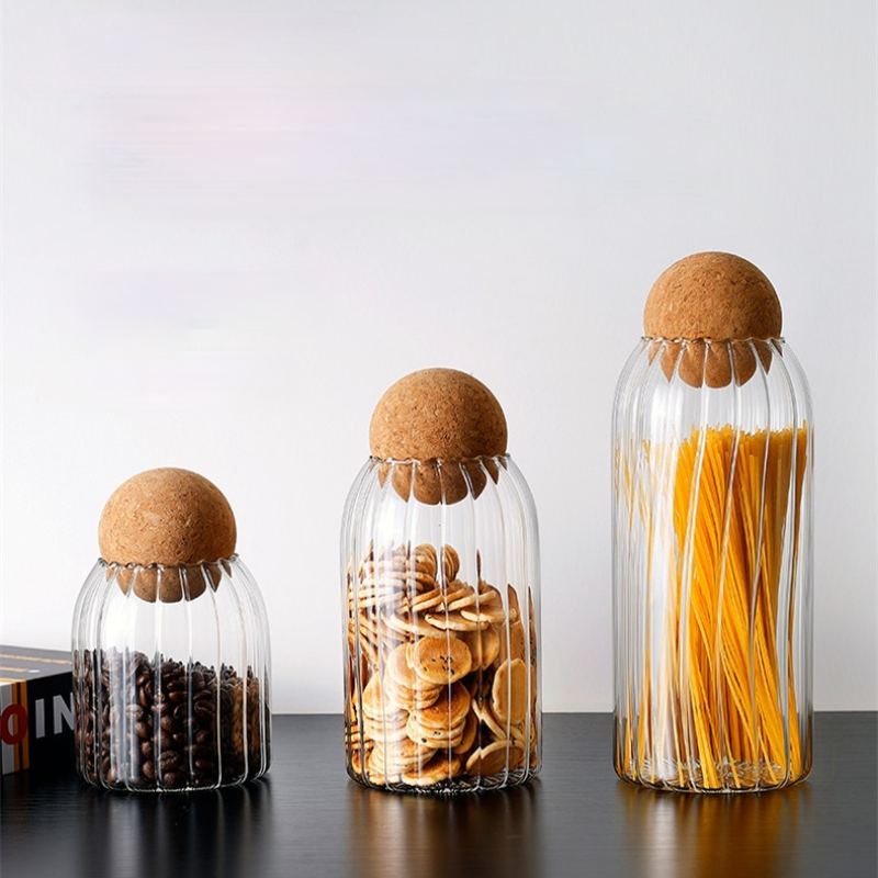 Tarro de cristal con tapa botella de almacenamiento de cocina jarras con corcho especias/café, cereales organizador contenedor latas especias para condimento tanque