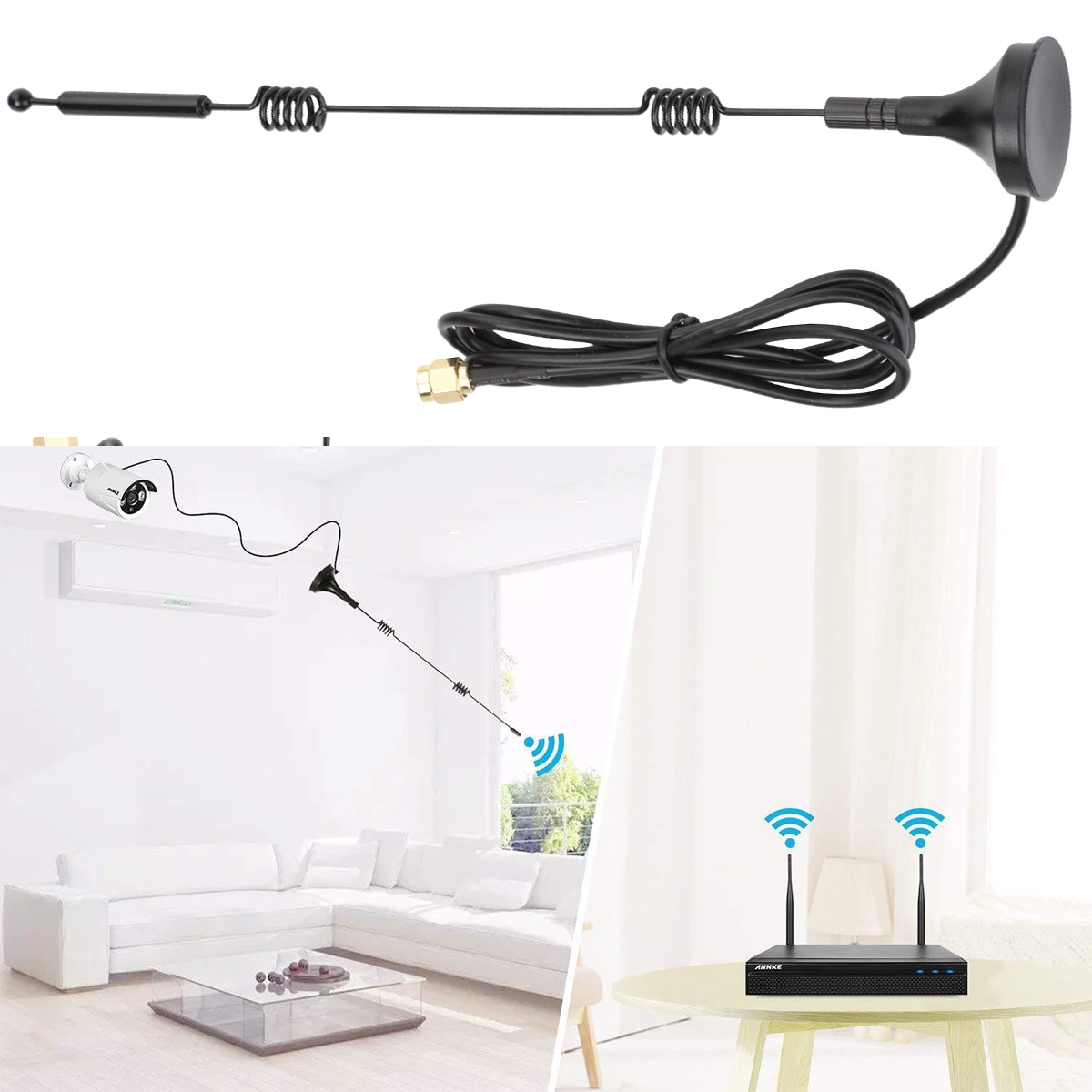 12dbi High Gain WIFI Antenne 2,4G/5,8G Dual Band pole antenne SMA Männlichen mit Magnetische basis für router Kamera Signal Booster