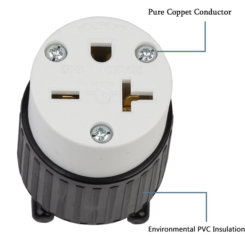 NEMA 6-20R zelftappende bedrading, NEMA VS Anti-fall 6-20R Vrouwelijke Plug Industriële Connector Direct Converter