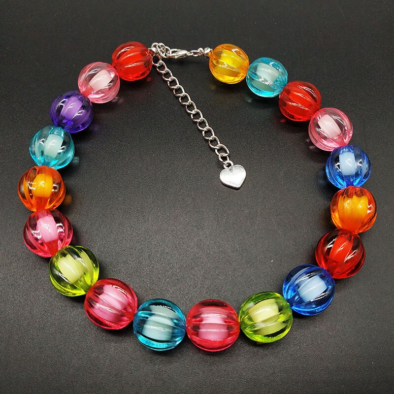 Neue Farben Herz Choker Halsketten für Frauen Punk Harz Strang Seite Kette Böhmischen Weiblichen Party Erklärung Schmuck: Circle