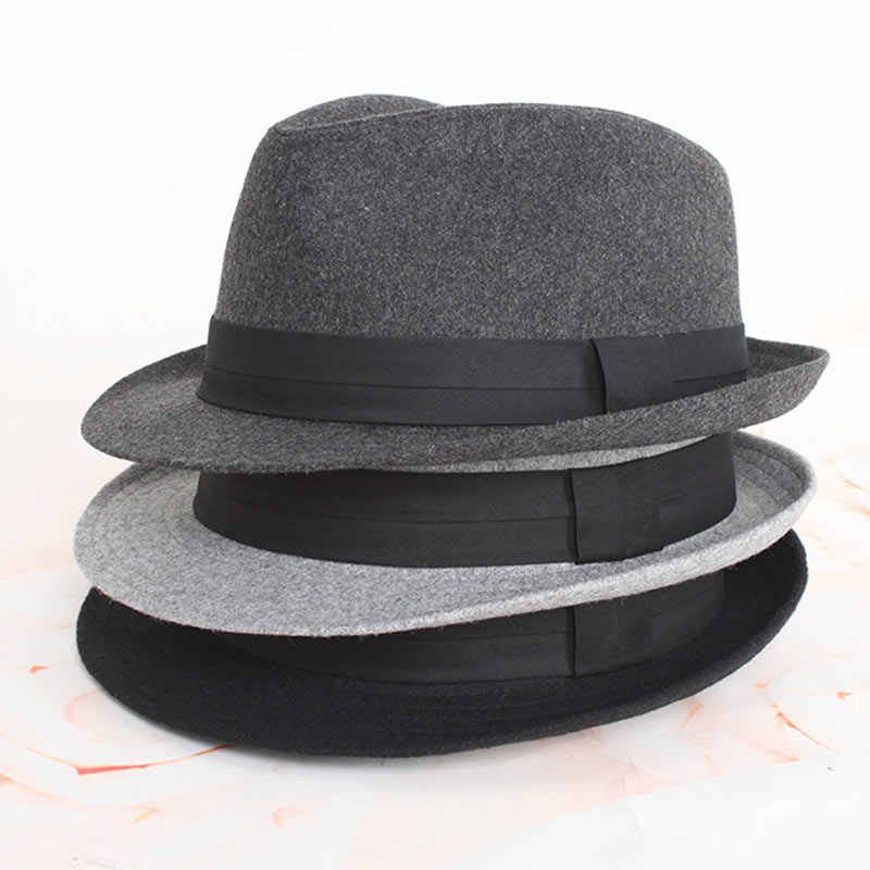 Chapeau fedora en feutre à bord court pour homme, classique, Vintage, noir, panama, automne, hiver,