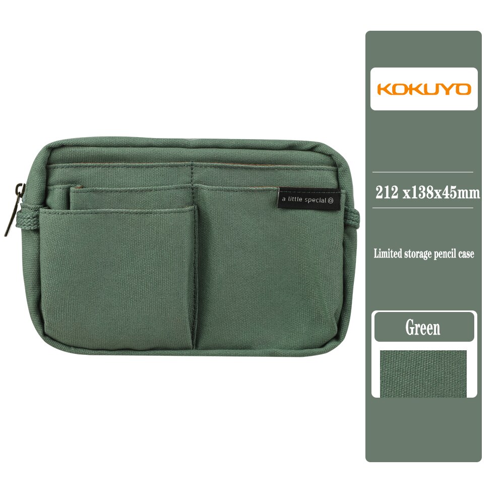 KOKUYO – trousse à crayons japonaise, sac de rangement Simple, petit et frais à double usage, sac à dos multifonction de grande capacité: Green