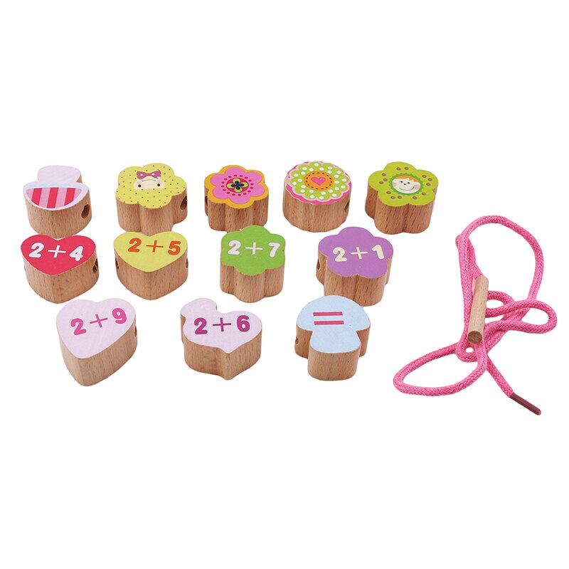 Lacing & Stringing Wooden Beads Sea pink girls with String Packaged with Metal Box | Preschool Fine Motor Skills Toys: girl