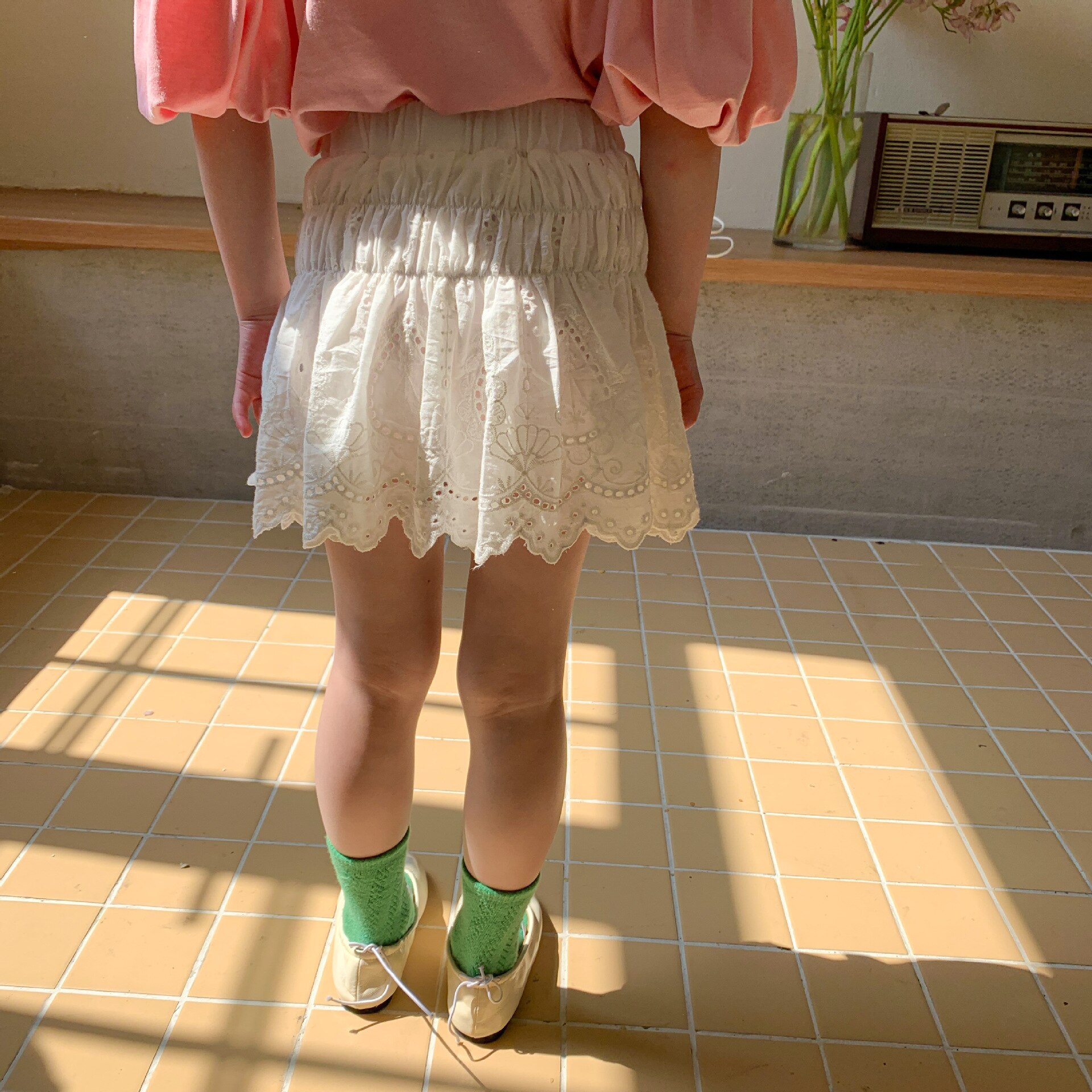 Deer jonmi 2022 Summer Baby Girls gonne bianche in cotone scava fuori gonne a pieghe per bambini in stile coreano