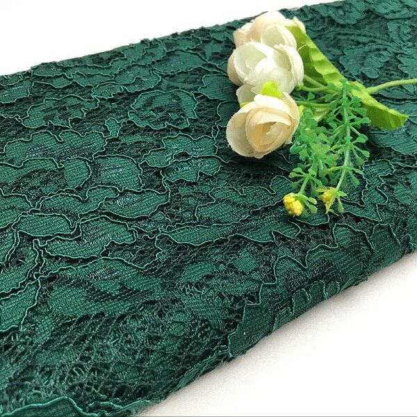 French African Lace Fabric 150CM Diy Handmade Exquisite Eyelash Embroidery Lace Fabric Clothes For Wedding Dress Accessories: Dark green