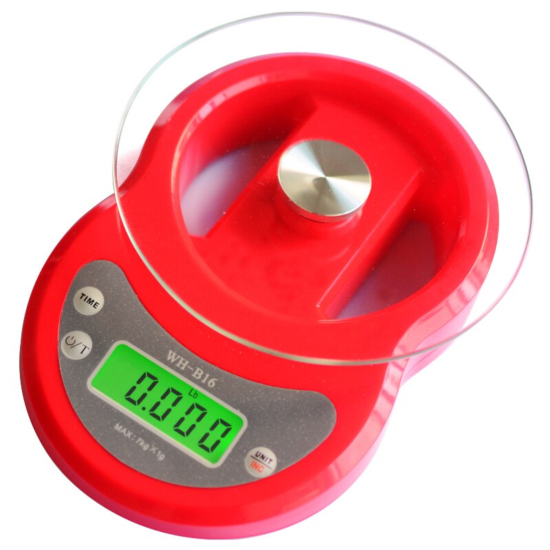 Precisie Lcd Digitale Weegschaal 7Kg 1G Digitale Weegschaal Voor Voedsel Elektronische Keukenweegschaal Met Timer Gewicht Weegschaal voor Koken: Red