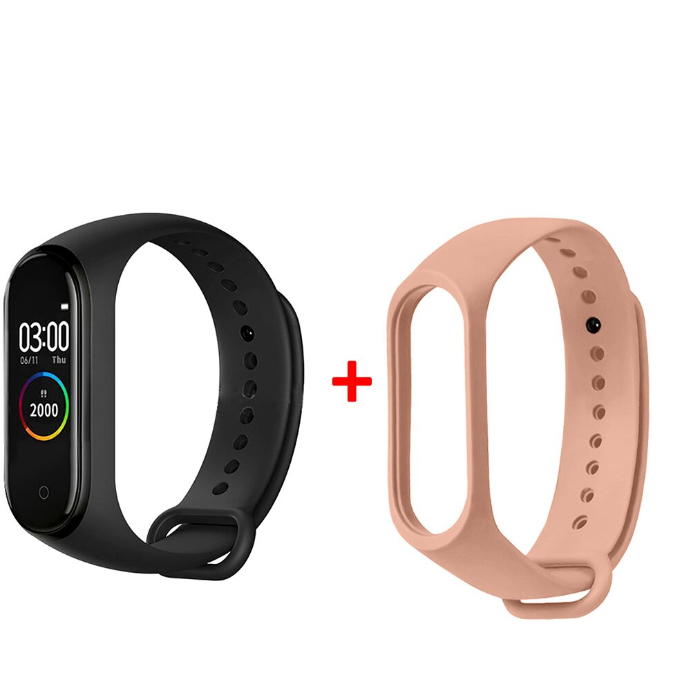 M4 smart-armbänder für männer,  ip67 wasserdichte blutdruck- und herzfrequenz-uhren für männer, fitness-tracker, smart-watch-armband: Schwarze sicherung