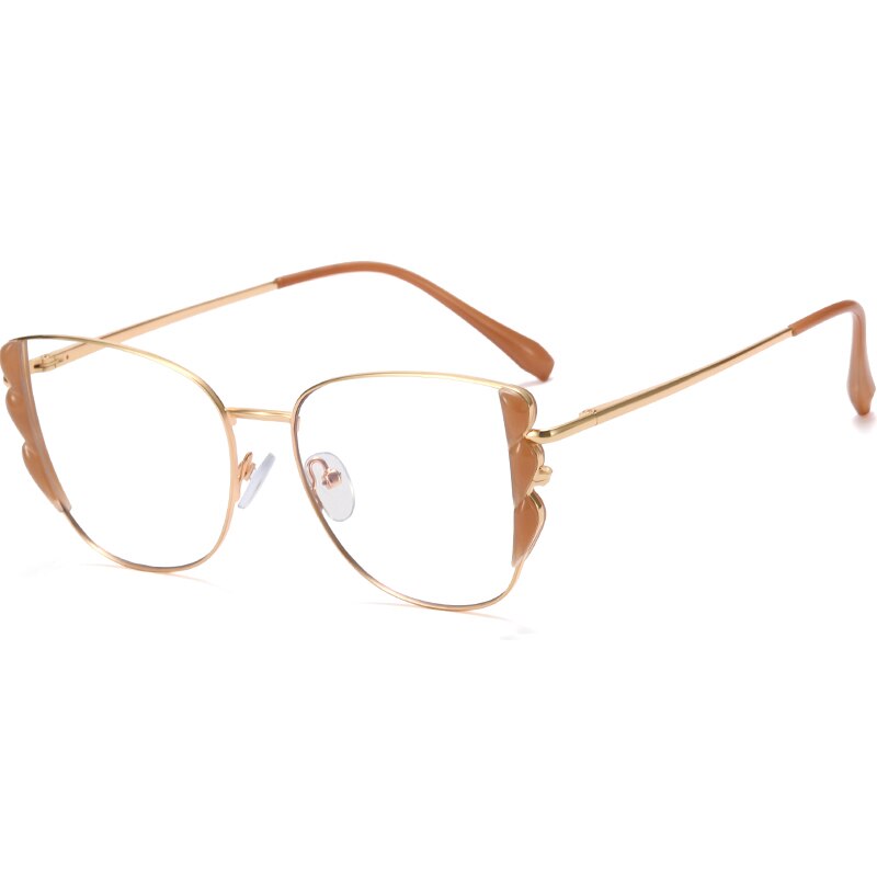 2022 Women Optical Glasses Frame with Recipe Alloy Woman Prescription Eyewear Female Style Full Rim Cat Eye Shape: C6