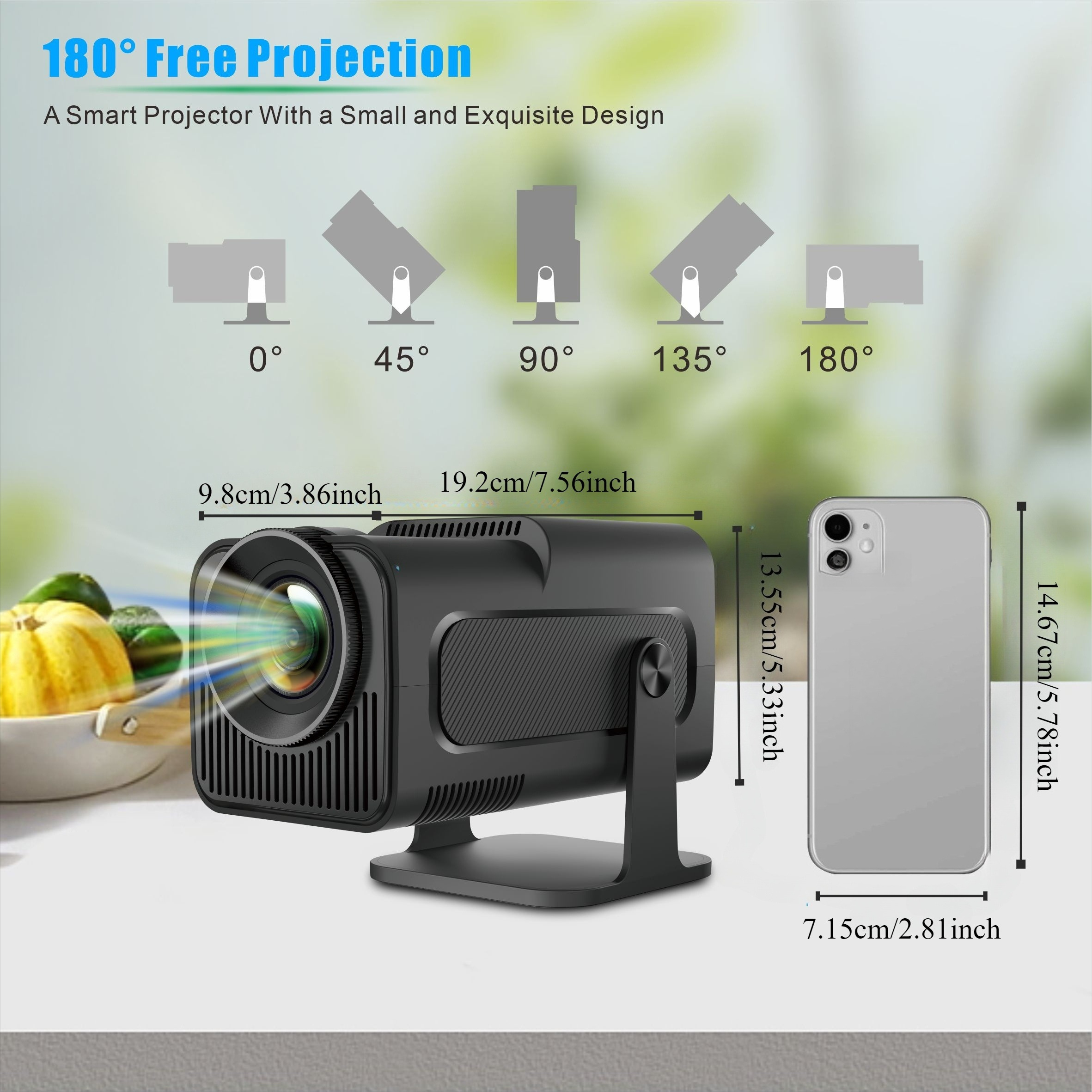 HY320mini Portable Mini Projector for Home Theater, Adjustable Screen That Rotates 180 Degrees -  hy300 Projector