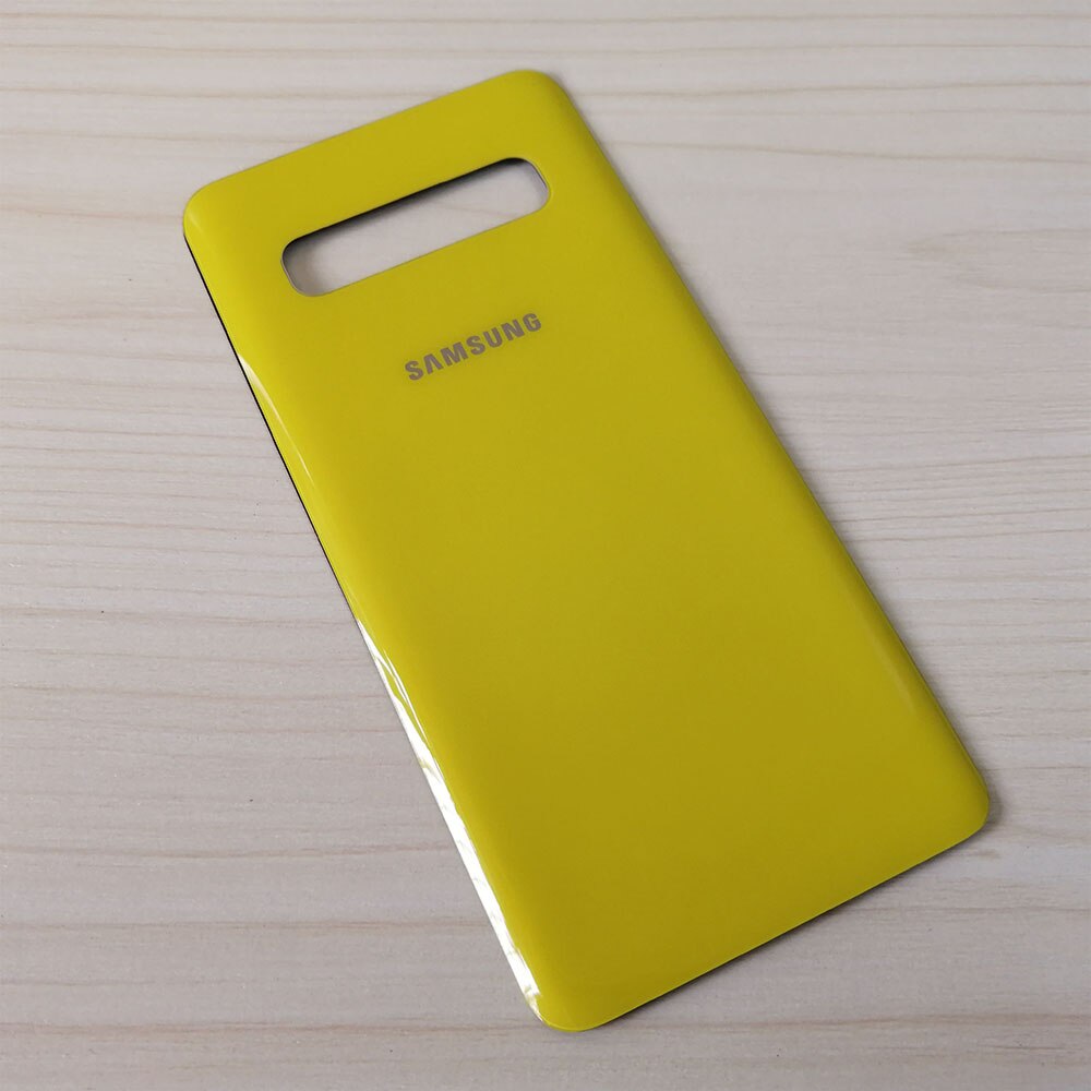 Original Back Glass Replace For Samsung Galaxy S10 S10e S10 Plus Battery Cover Rear Door Housing Case Camera Glass Lens Frame: S10 / yellow