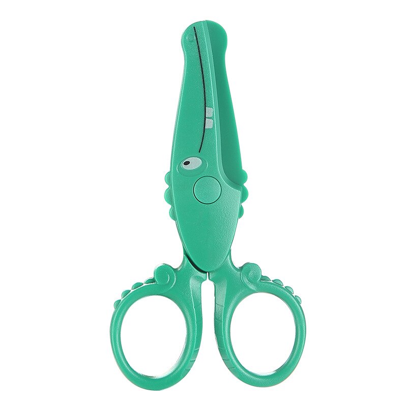 1 Piece Cartoons Mini Scissors Plastic Kindergarten Manual Round Head Safety Kids Scissors Tiny Scissors: crocodile