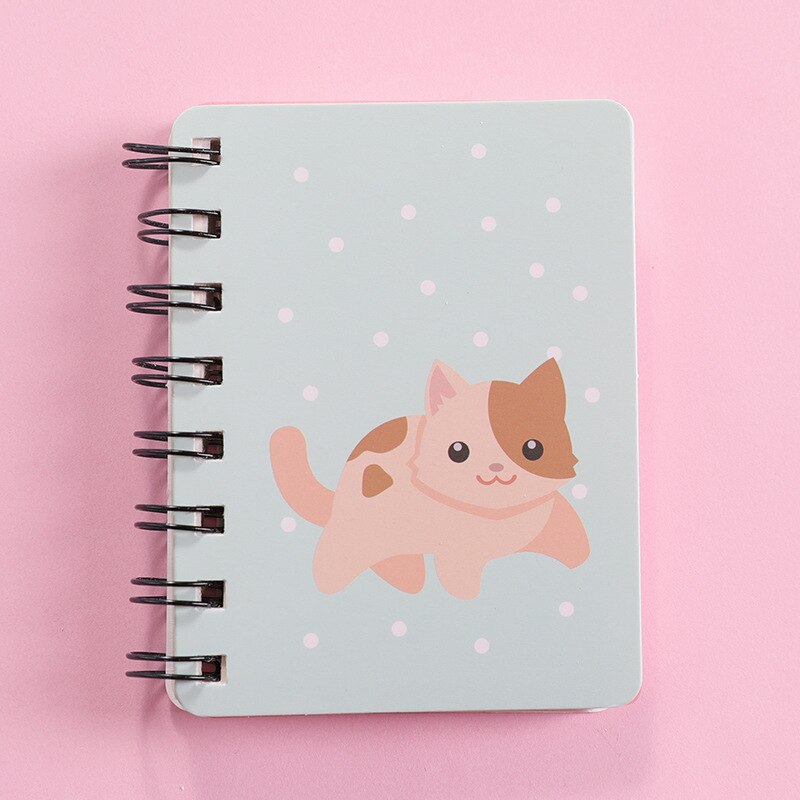 Kawaii Cat Binder Spiral Notebook A7 Cute Dinosaur Writing Pads Pocket Books For Kids Korean Stationery School Supplies