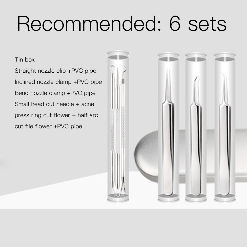 5 stuks roestvrijstalen mee-eter naalden acne clip antibacteriële acne naald mee-eter comedonen acne puistjes verwijderaar: 6 stuks