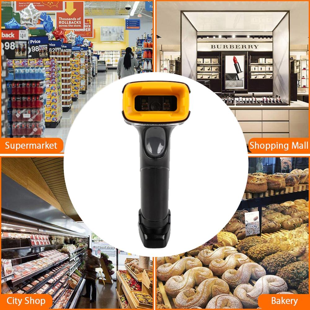 Portable Handheld Barcode Scanner 1D 2D QR Code Wired Wireless 2.4G USB Connection PDF417 POS Terminal with Stand Holder